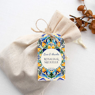 Talavera azulejo blue vintage Mexican favour Gift Tags