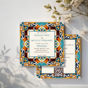 Talavera azulejo tile vintage Mexican wedding Invitation