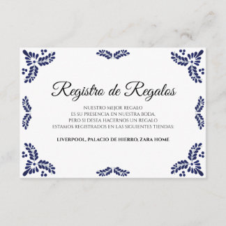 Talavera Black Floral Minimalist Spanish Wedding Enclosure Card