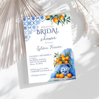 Talavera blue chinoiserie citrus bridal shower