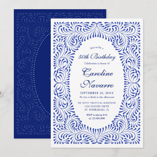 Talavera Blue Fiesta Birthday Invitation