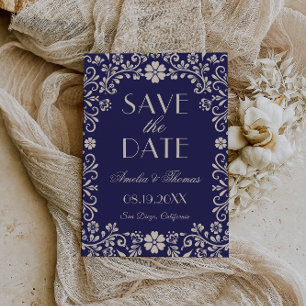 Talavera Blue Mexican Wedding Save The Date