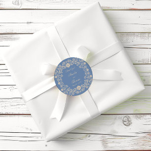 Talavera Blue Wedding Thank You Classic Round Sticker