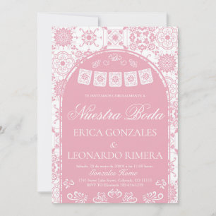 Talavera Blush Pink Papel Picado Spanish Wedding Invitation