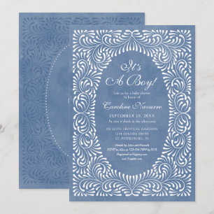 Talavera Boys Blue Mexican Baby Shower Invitation