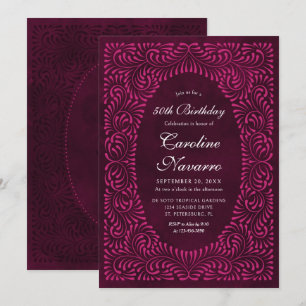 Talavera Burgundy Fiesta Birthday Invitation