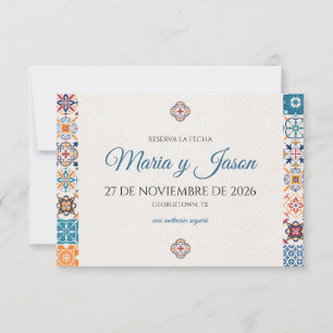 Talavera Colorful Floral Fiesta Spanish Wedding Save The Date