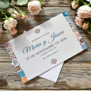 Talavera Colorful Floral Fiesta Spanish Wedding Save The Date
