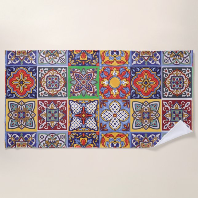 Talavera Design-1 Beach Towel (Front)