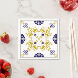 Talavera Floral Mediterranean Tile Pattern Napkin