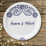 TALAVERA FLOWER PAPER PLATE<br><div class="desc">blue talavera flowers</div>