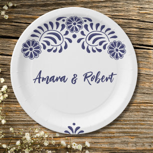 TALAVERA FLOWER PAPER PLATE
