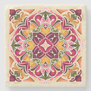 Talavera fuchsia tile vintage wedding favours stone coaster