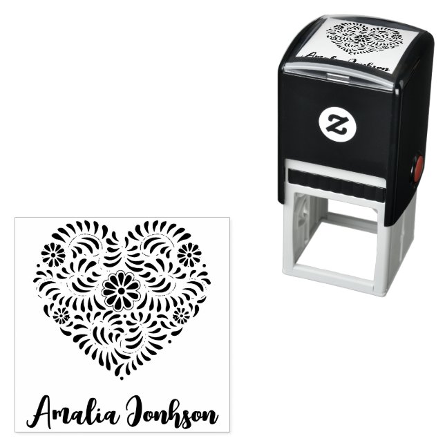Talavera heart self-inking stamp (In Situ)