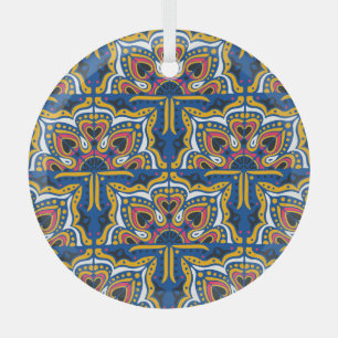 Talavera Indian Mosaic: Ceramic Seamless. Glass Tree Decoration