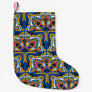 Talavera Indian Mosaic: Ceramic Seamless. Small Christmas Stocking