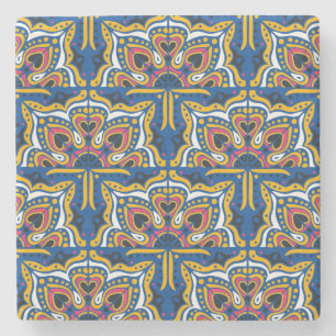 Talavera Indian Mosaic: Ceramic Seamless. Stone Coaster