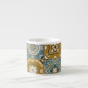 Talavera Indian: Patchwork, Ethnic Mosaic. Espresso Cup