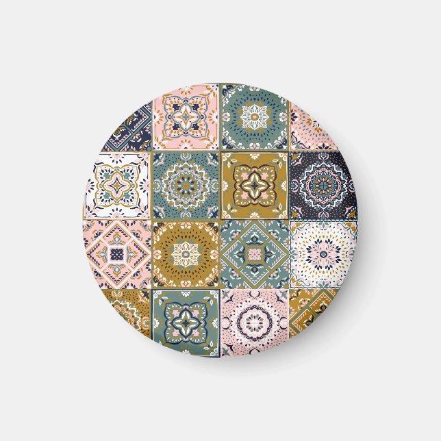 Talavera Indian: Patchwork, Ethnic Mosaic. Magnet (Front)