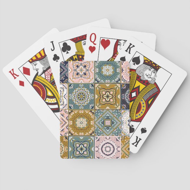 Talavera Indian: Patchwork, Ethnic Mosaic. Playing Cards (Back)