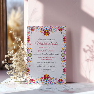 Talavera Majolica Colourful Floral Spanish Wedding Invitation