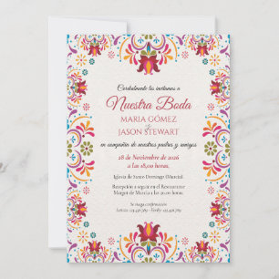 Talavera Majolica Colourful Floral Spanish Wedding Invitation