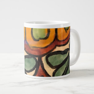 Talavera Mexican Pottery Brown green gold  Large Coffee Mug