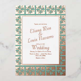 Talavera  Mexican Spanish Teal Wedding Pressed  
