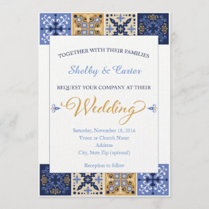 Talavera Mexican Tile Wedding Invitation