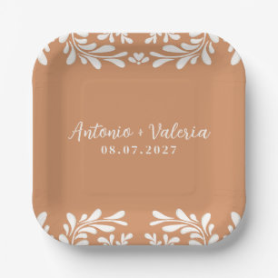 Talavera Mexican Wedding Hacienda Barro Paper Plate