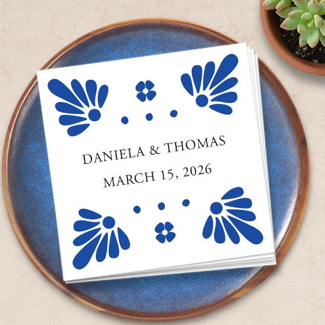 Talavera Mexican Wedding Napkins (Talavera Mexican Wedding Napkins by Fiesta Valley Print)