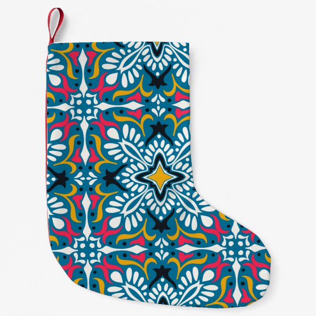 Talavera Mosaic: Multicultural Seamless Wallpaper. Small Christmas Stocking (Front)