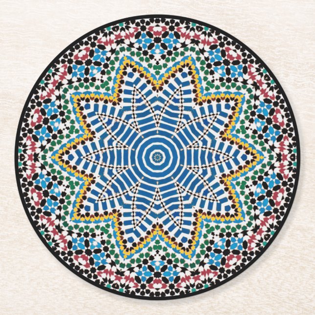 Talavera Mosaic Round Paper Coaster (Front)