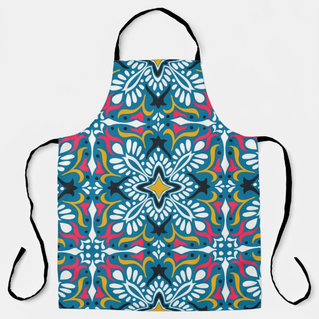 Talavera pattern. Indian patchwork. Azulejos portu Apron (Front)