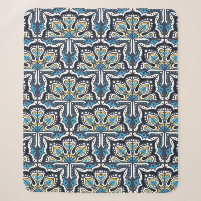 Talavera pattern. Indian patchwork. Azulejos portu Sherpa Blanket (Front)