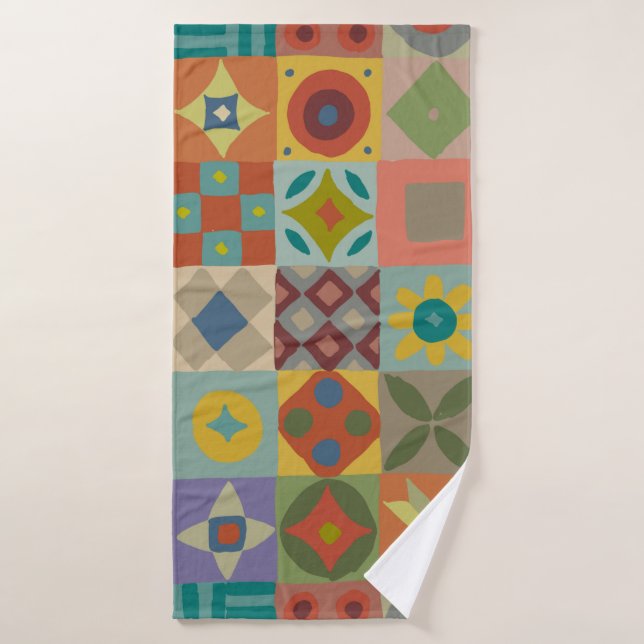 Talavera pattern. Indian patchwork. Turkish orname Bath Towel (Bath Towel)