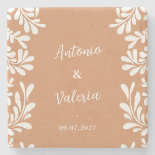 Talavera Personalised Wedding Mexican Barro Tiles Stone Coaster