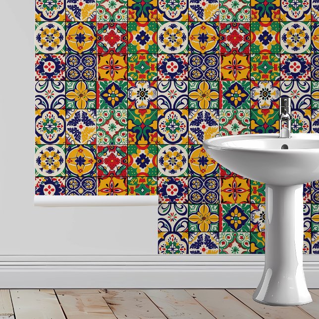 Talavera Small Mexican Tile look Wallpaper (Creator Uploaded)