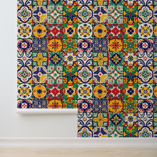 Talavera Spanish Mexico Colourful tiles Wallpaper