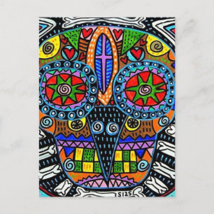 Talavera Sugar Skull Owl Postcard