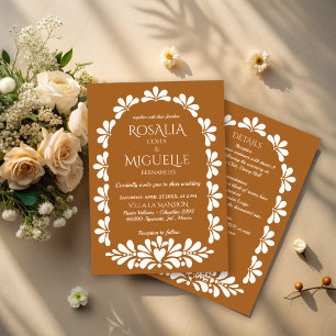 Talavera terracotta boho arch Mexican wedding Invitation