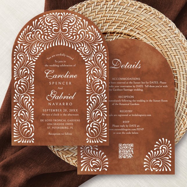 Talavera Terracotta Fiesta QR Code Wedding Invitation (Creator Uploaded)