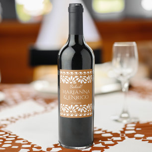 Talavera terracotta Mexican fiesta monogrammed Wine Label
