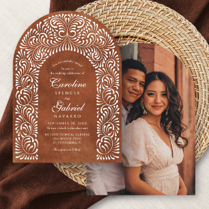 Talavera Terracotta Mexican Photo Arch Wedding Invitation