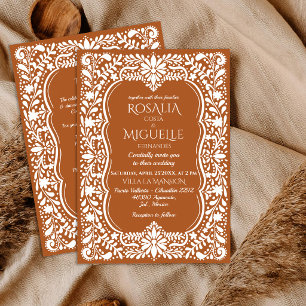 Talavera terracotta Mexican wedding Invitation