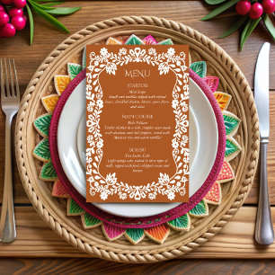 Talavera terracotta Mexican wedding menu cards