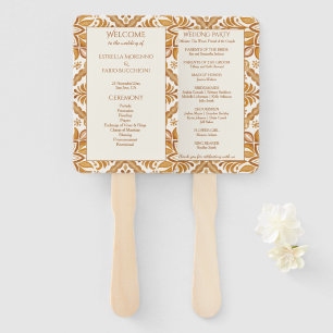 Talavera terracotta Mexican wedding program Hand Fan