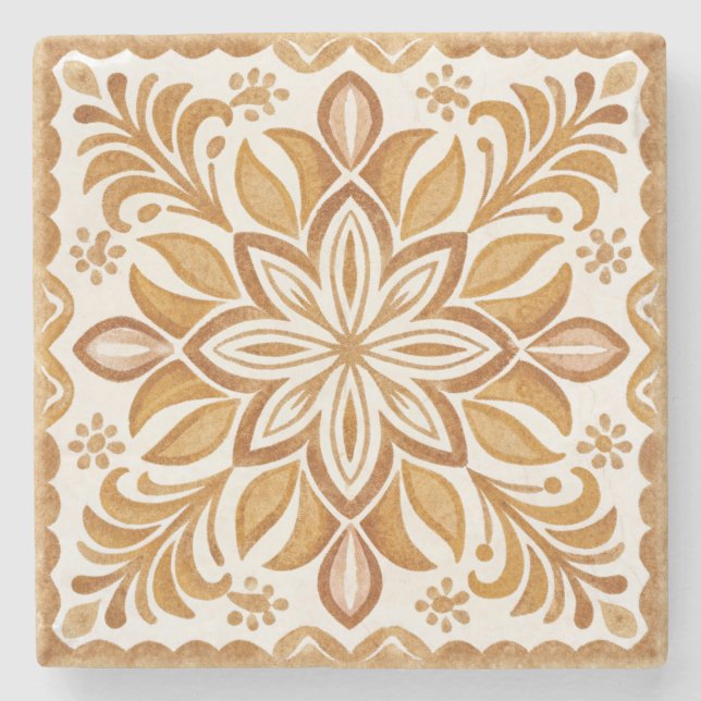 Talavera terracotta vintage Mexican wedding favour Stone Coaster (Front)