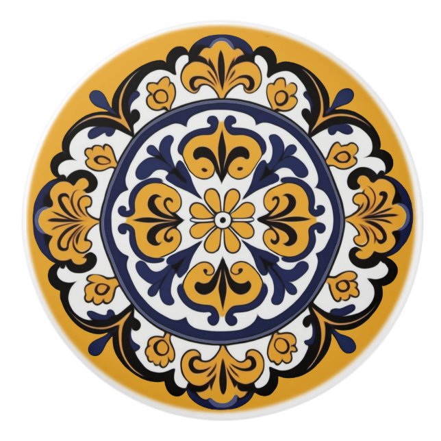 Talavera Tile Cuatro Ceramic Knob (Front)