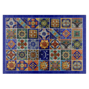 Talavera Tile Image Southwest Style Glass Cutting  Cutting Board